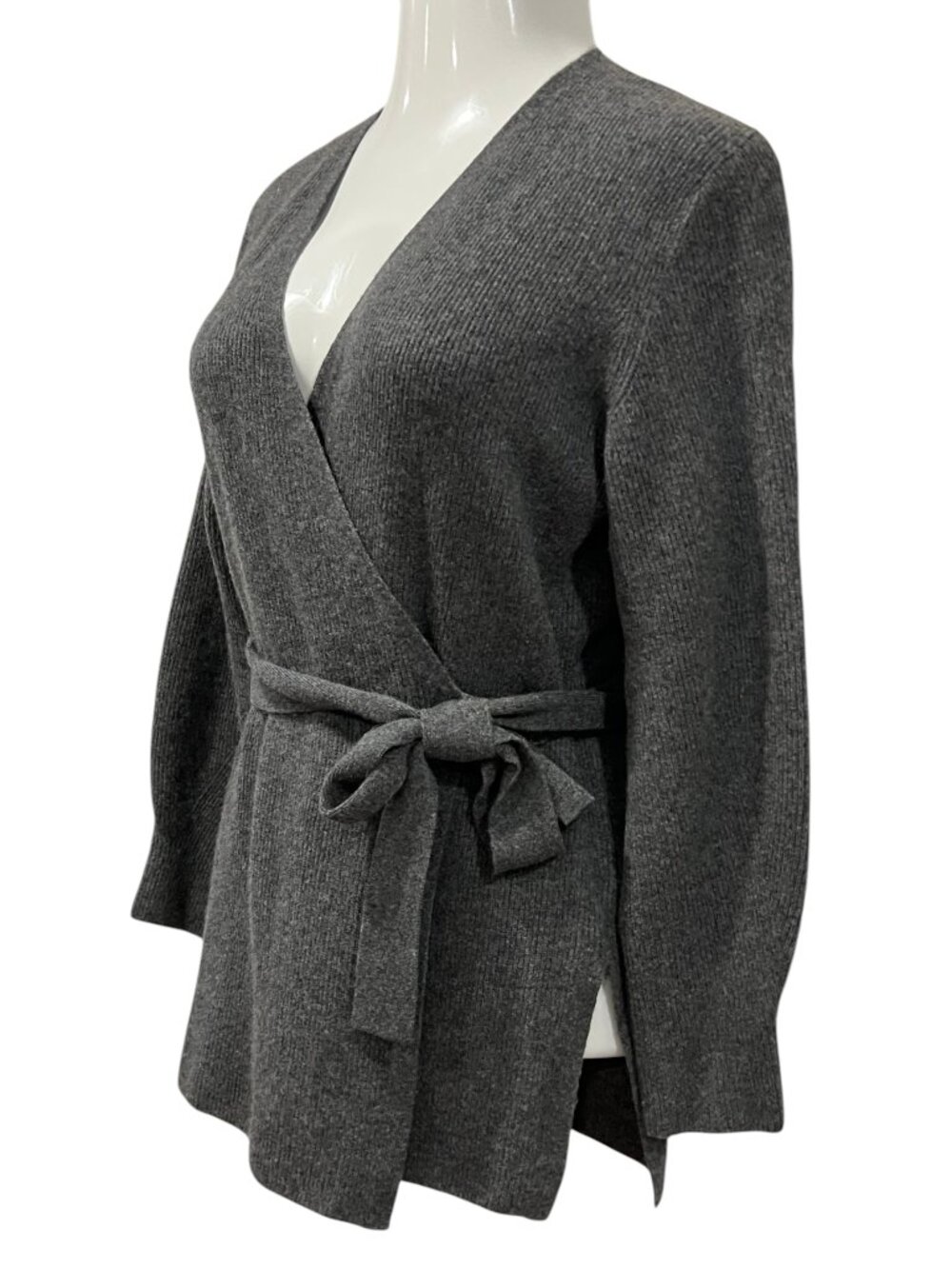 Athleta Alpine Wrap Sweater Fine Wool & Cashmere, Charcoal, XL - Picture 2 of 5